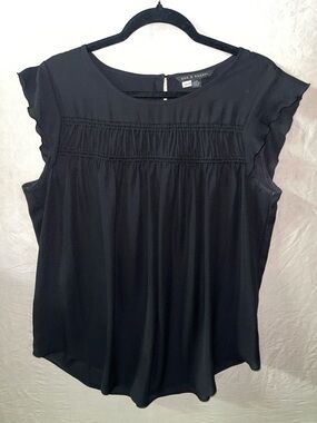 29. Zac & Rachel Black Smocked Yoke Cap Sleeve Blouse